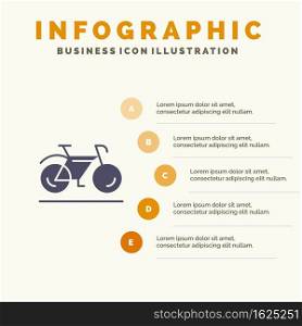 Bicycle, Movement, Walk, Sport Infographics Presentation Template. 5 Steps Presentation