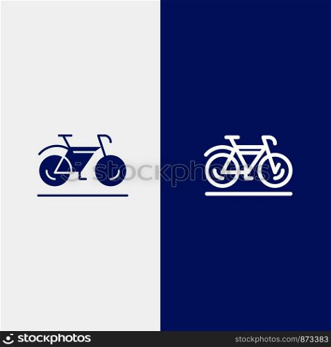 Bicycle, Movement, Walk, Sport Line and Glyph Solid icon Blue banner