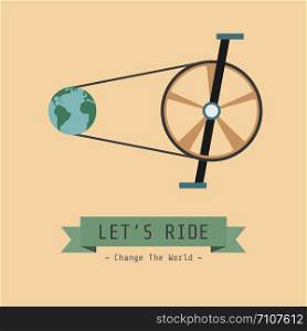 bicycle poster, environmental concept, flat style