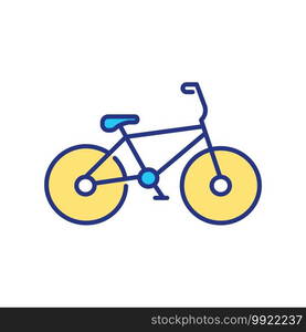 Bicycle RGB color icon. Starting cycling for improving your body health conditions. Getting better body while working out. Upgrading muscle system to be stronger. Isolated vector illustration. Bicycle RGB color icon