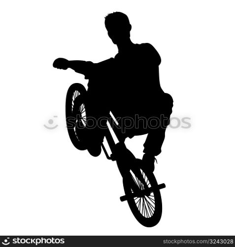 Bicycle rider silhouette isolated on white