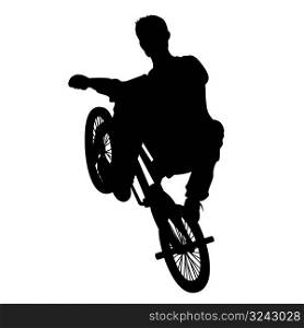 Bicycle rider silhouette isolated on white