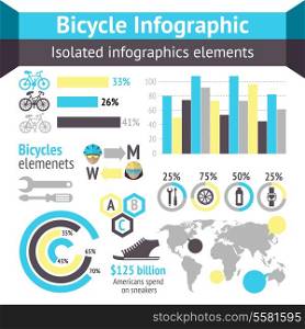 Bicycle sport fitness infographic elements with charts and diagrams vector illustration