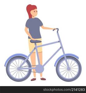 Bicycle teacher icon cartoon vector. Autumn travel. Sport character. Bicycle teacher icon cartoon vector. Autumn travel