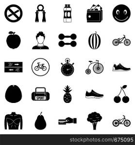 Bicycle tour icons set. Simple set of 25 bicycle tour vector icons for web isolated on white background. Bicycle tour icons set, simple style