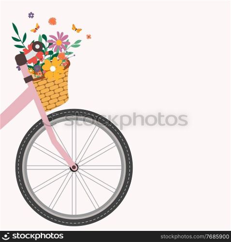 Bicycle with a bouquet of spring flowers. Vector Illustration. Bicycle with a bouquet of spring flowers. Vector Illustration. EPS10