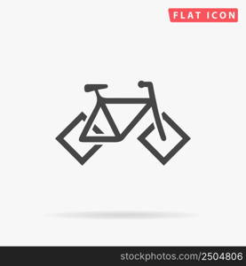 Bicycle with square wheels flat vector icon. Hand drawn style design illustrations.. Bicycle with square wheels flat vector icon. Hand drawn style design illustrations