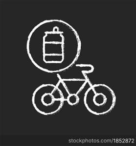 Bicycles made from steel cans chalk white icon on dark background. Eco friendly manufacturing bikes. Conscious equipment. Use alternative material. Isolated vector chalkboard illustration on black. Bicycles made from steel cans chalk white icon on dark background