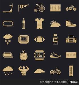 Bicycling icons set. Simple set of 25 bicycling vector icons for web for any design. Bicycling icons set, simple style