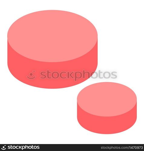 Big and small red pills icon. Isometric of big and small red pills vector icon for web design isolated on white background. Big and small red pills icon, isometric style