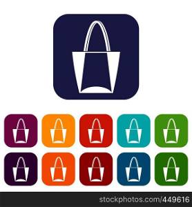 Big bag icons set vector illustration in flat style In colors red, blue, green and other. Big bag icons set flat