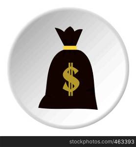 Big bag of money icon in flat circle isolated vector illustration for web. Big bag of money icon circle