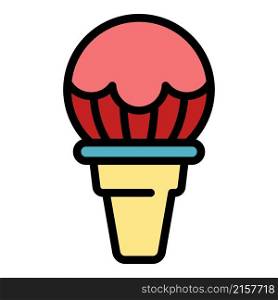 Big ball of ice cream icon. Outline big ball of ice cream vector icon color flat isolated. Big ball of ice cream icon color outline vector