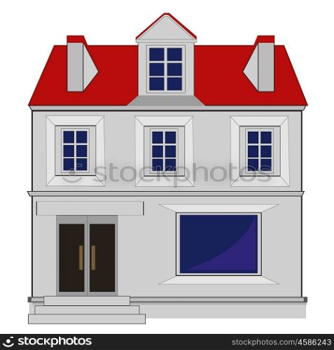 Big beautiful house. Modern house with two floors on white background is insulated