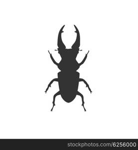 Big Beetle Deer with Horns. Icon of big beetle deer with horns. Stag beetle. Vector illustration