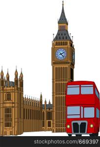 Big Ben - the Clock Tower and Red Bus