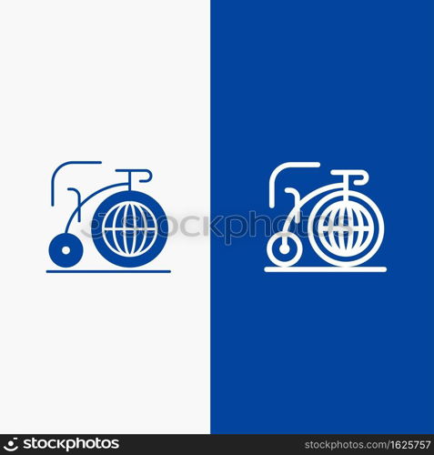 Big, Bike, Dream, Inspiration Line and Glyph Solid icon Blue banner Line and Glyph Solid icon Blue banner