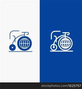 Big, Bike, Dream, Inspiration Line and Glyph Solid icon Blue banner Line and Glyph Solid icon Blue banner