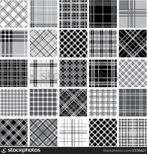 Big black & white plaid patterns set