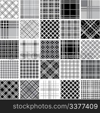 Big black & white plaid patterns set