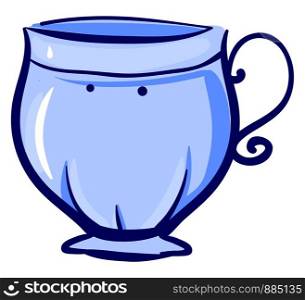 Big blue cup, illustration, vector on white background.