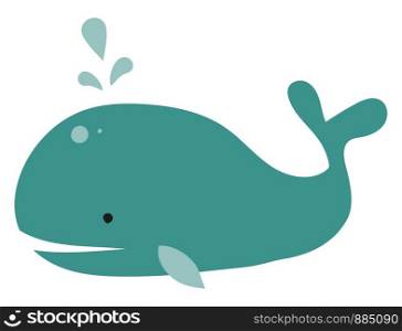 Big blue whale, illustration, vector on white background.
