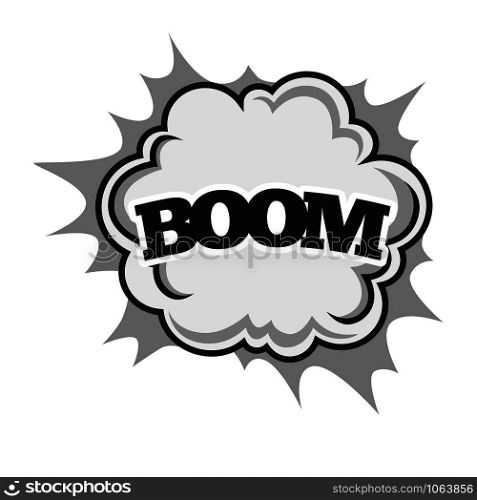 Big boom with powerful sparkle and dust clouds isolated vector illustration on white background. Cartoon effect of object fall, strong punch or small explosion. Thick sign that characterizes sound.. Big boom with powerful sparkle and dust clouds isolated vector illustration on white background.