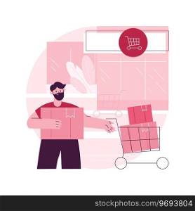 Big box store abstract concept vector illustration. Superstore, big box discounter, large area store, shopping center, retail park, general merchandise, specialized megastore abstract metaphor.. Big box store abstract concept vector illustration.