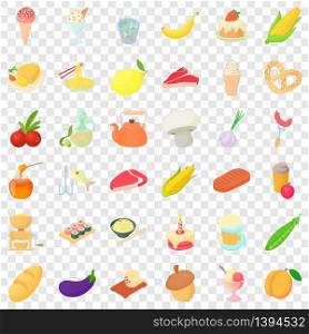 Big breakfast icons set. Cartoon style of 36 big breakfast vector icons for web for any design. Big breakfast icons set, cartoon style