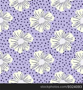 Big bud chamomile flower seamless pattern in simple style. Cute stylized flowers background. For fabric design, textile print, wrapping paper, cover. Vector illustration. Big bud chamomile flower seamless pattern in simple style. Cute stylized flowers background.