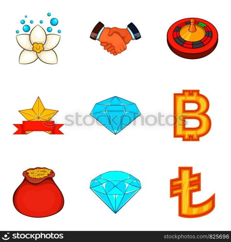 Big budget icons set. Cartoon set of 9 big budget vector icons for web isolated on white background. Big budget icons set, cartoon style