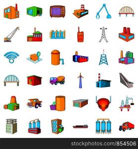 Big building icons set. Cartoon style of 36 big building vector icons for web isolated on white background. Big building icons set, cartoon style