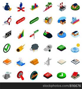 Big building icons set. Isometric style of 36 big building vector icons for web isolated on white background. Big building icons set, isometric style