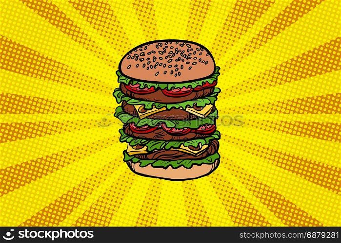 Big Burger fast food. pop art retro vector illustration. Big Burger fast food
