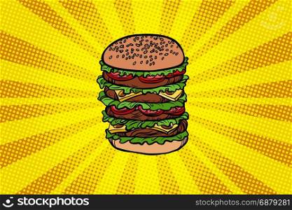 Big Burger fast food. pop art retro vector illustration. Big Burger fast food