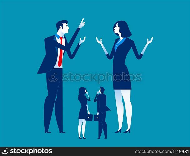 Big business explaining to small business. Concept business vector illustration.