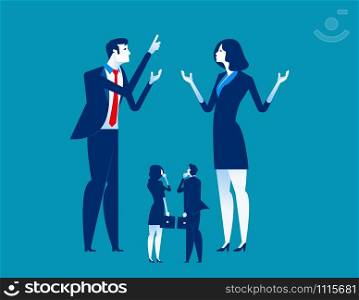 Big business explaining to small business. Concept business vector illustration.