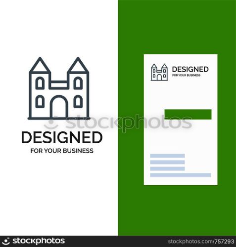 Big, Cathedral, Church, Cross Grey Logo Design and Business Card Template