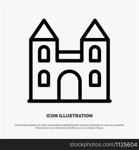 Big, Cathedral, Church, Cross Line Icon Vector