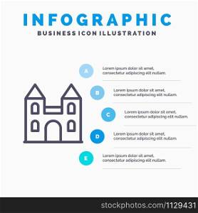 Big, Cathedral, Church, Cross Line icon with 5 steps presentation infographics Background