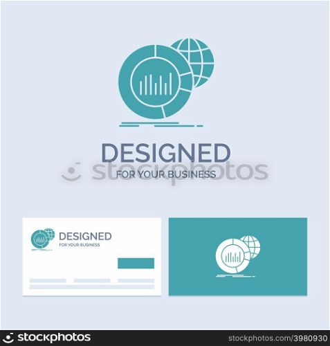 Big, chart, data, world, infographic Business Logo Glyph Icon Symbol for your business. Turquoise Business Cards with Brand logo template.