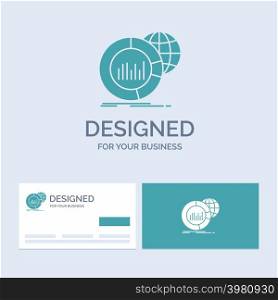 Big, chart, data, world, infographic Business Logo Glyph Icon Symbol for your business. Turquoise Business Cards with Brand logo template.