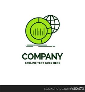 Big, chart, data, world, infographic Flat Business Logo template. Creative Green Brand Name Design.