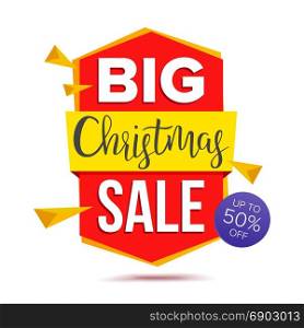 Big Christmas Sale Banner Vector. Big Sale Offer. Isolated On White Illustration. Christmas Sale Special Offer Banner Vector. Sale Label. Isolated Illustration