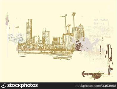 Big City - Grunge styled urban background. Vector illustration.