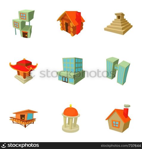 Big city icons set. Cartoon set of 9 big city vector icons for web isolated on white background. Big city icons set, cartoon style