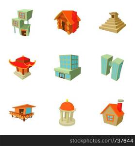 Big city icons set. Cartoon set of 9 big city vector icons for web isolated on white background. Big city icons set, cartoon style