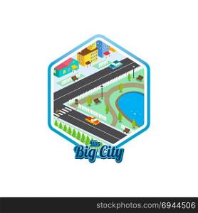big city isometric real estate realty cartoon logo template. big city isometric real estate realty cartoon logo template vector
