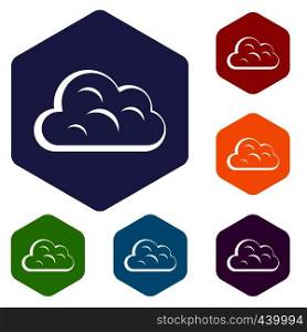 Big cloud icons set hexagon isolated vector illustration. Big cloud icons set hexagon