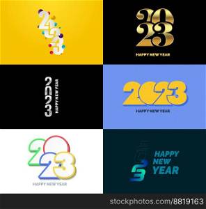 Big Collection of 2023 Happy New Year symbols Cover of business diary for 2023 with wishes